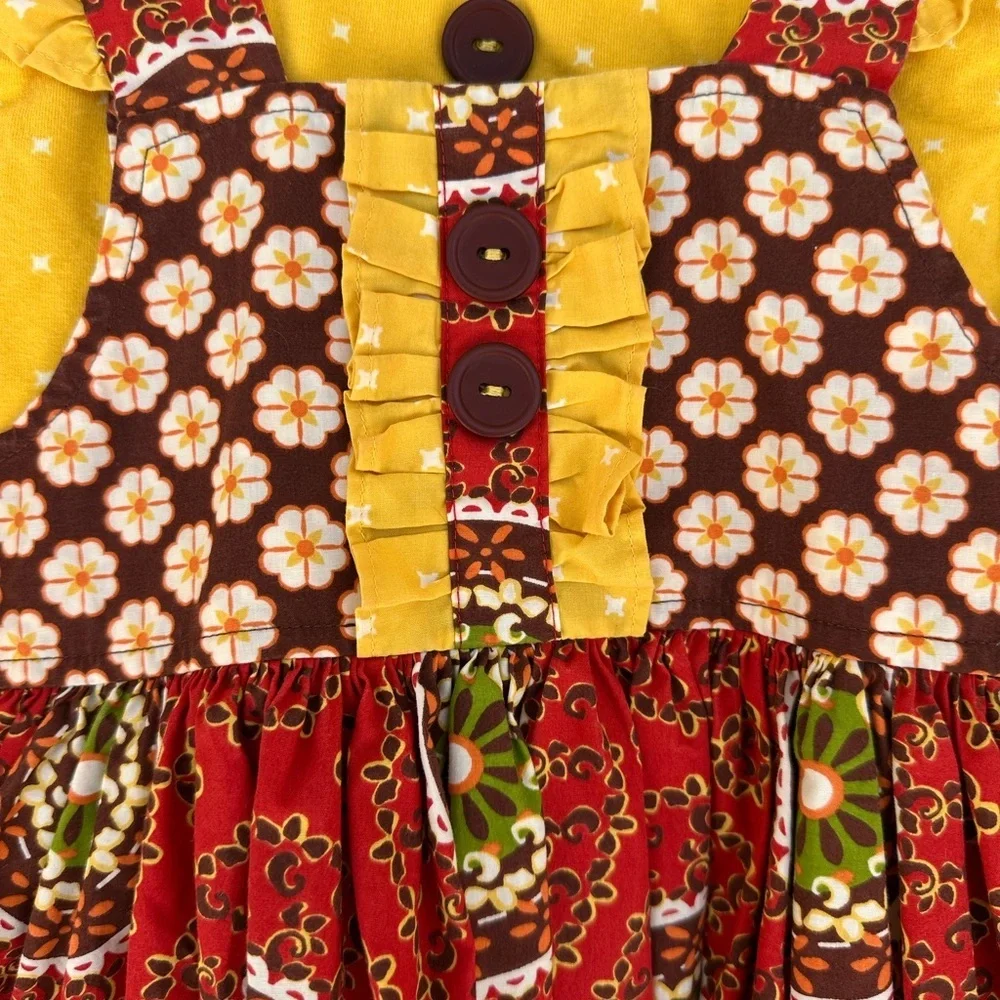 Eleanor Rose Girls Boutique Dress Bundle 2pc Fall Twirl Apple Pinafore Size 3/4